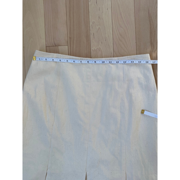 J.Crew Collection Pleated Midi Skirt Cream Linen Cotton Size 12 - Picture 3 of 8